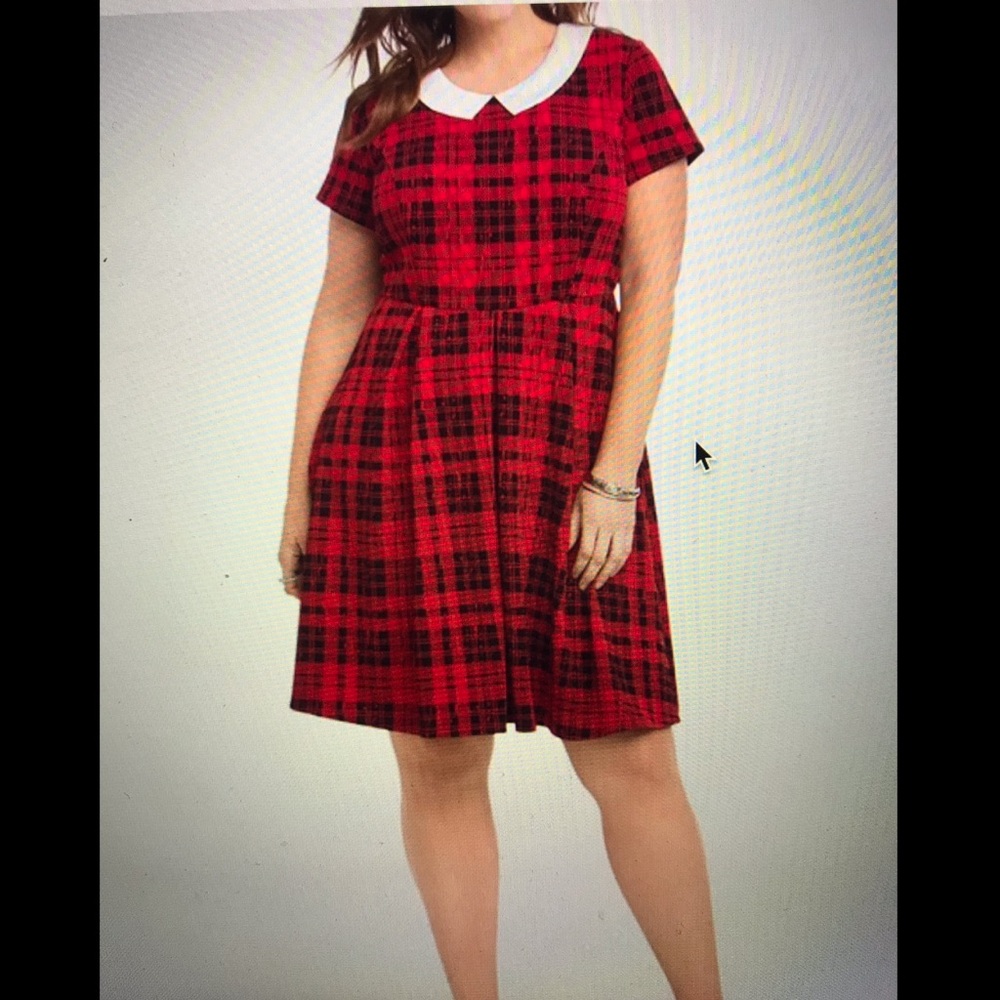 PLUS | Torrid Red Plaid Dress with White Color
